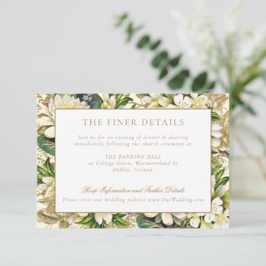 素朴ヴィンテージ金ゴールドグ結婚レリー詳細 エンクロージャーカード (スタンド正面)