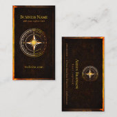 素朴ヴィンテージ金ゴールドコンパス航海のボート 名刺 (正面/裏面)