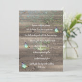 素朴ヴィンテージ青結婚蝶 招待状 (スタンド正面)