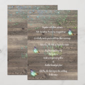 素朴ヴィンテージ青結婚蝶 招待状 (正面/裏面)