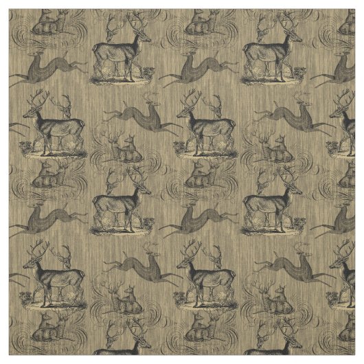 素朴ヴィンテージ鹿パターン ファブリック (見本)