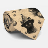 素朴ヴィンテージ黒猫ウィッチハロウィーンパターン ネクタイ (ロール)
