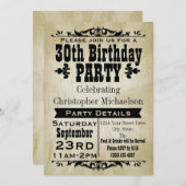 素朴ヴィンテージ30歳の誕生日パーティの招待状 招待状 (正面/裏面)