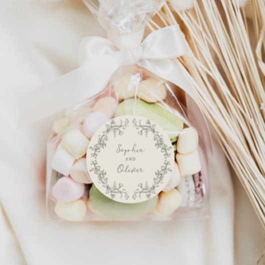 素朴ヴィンテージSageフローラフレ結婚ーム ラウンドシール