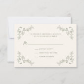 素朴ヴィンテージSageフローラフレ結婚ーム 出欠カード (正面)