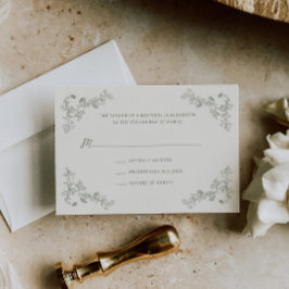 素朴ヴィンテージSageフローラフレ結婚ーム 出欠カード