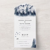 素朴一青の冬の結婚森 オールインワン招待状 (内側)