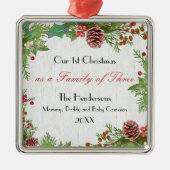 素朴三里塚の生まれたばかりの家族 メタルオーナメント (正面)