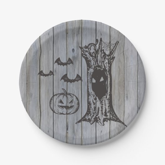 素朴不気味ハッピーハローウィン衣装パーティー ペーパープレート (正面)