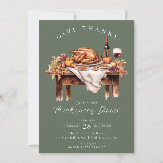 素朴与え感謝してい感謝祭 招待状 (正面)