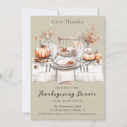 素朴与え感謝してい食 招待状 (正面)