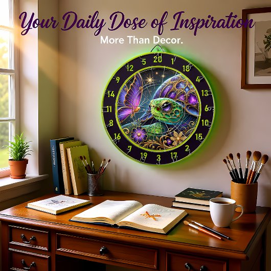 素朴亀と蝶のコズミックアート ダーツボード