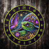 素朴亀と蝶のコズミックアート ダーツボード