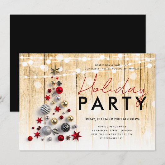 素朴企業のクリスマスの祭日 招待状 (正面/裏面)