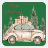 素朴休日の車 スクエアシール (正面)