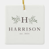 素朴休日モノグラム新着写真オーナメント セラミックオーナメント (正面)