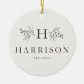 素朴休日モノグラム新着写真オーナメント セラミックオーナメント (正面)