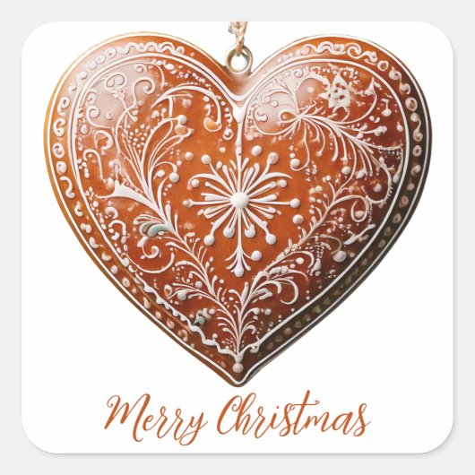 素朴伝統的クリスマス飾Cookie  スクエアシール (正面)