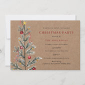 素朴伝統的シンプル木クリスマスパーティー 招待状 (正面)