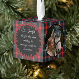 素朴伝統的Plaid Horseウマ科の Pet 3写真 キューブオーナメント