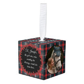 素朴伝統的Plaid Horseウマ科の Pet 3写真 キューブオーナメント (正面アングル)