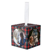 素朴伝統的Plaid Horse ウマ科の Pet 4写真 キューブオーナメント (正面アングル)