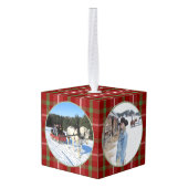 素朴伝統的Plaid Horse ウマ科の Pet 4写真 キューブオーナメント (裏面アングル)