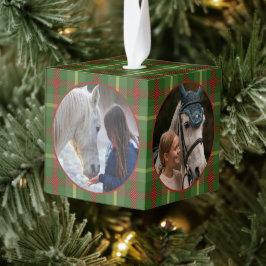 素朴伝統的Plaid Horse ウマ科の Pet 4写真 キューブオーナメント