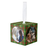 素朴伝統的Plaid Horse ウマ科の Pet 4写真 キューブオーナメント (正面アングル)