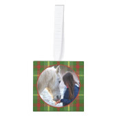 素朴伝統的Plaid Horse ウマ科の Pet 4写真 キューブオーナメント (正面)