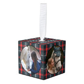 素朴伝統的Plaid Horse ウマ科の Pet 4写真 キューブオーナメント (正面アングル)