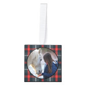 素朴伝統的Plaid Horse ウマ科の Pet 4写真 キューブオーナメント (正面)