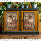 素朴伝統的Santa, Reindeer DT9R Decompage 薄葉紙