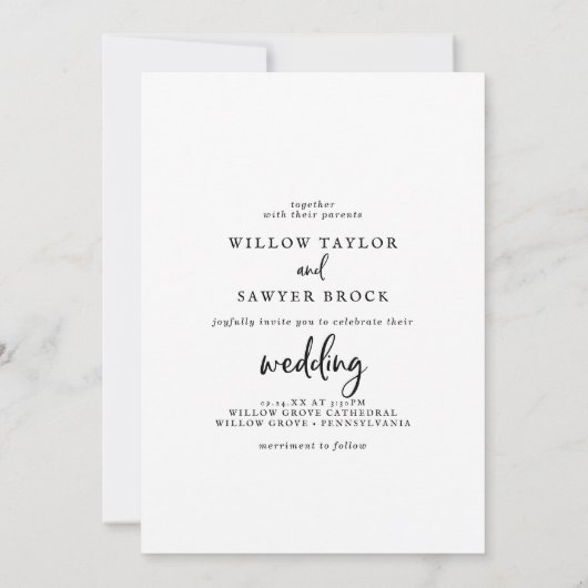 素朴写真のスクリプ結婚ト 招待状 (裏面)