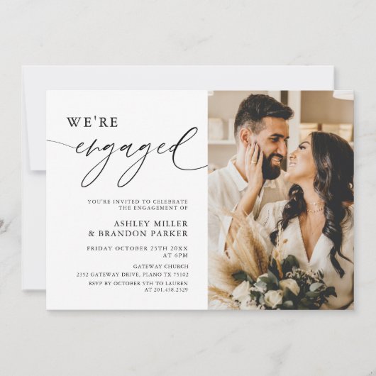 素朴写真の婚約した婚約パーティ 招待状 (正面)