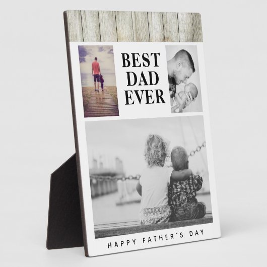 素朴写真モダンコラージュ最高のパパ父の日 フォトプラーク (側面)