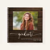 素朴写真付き木工卒業ゲストブック ノートブック (正面)