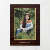 素朴写真卒業の発表 三つ折り招待状 (カバー)