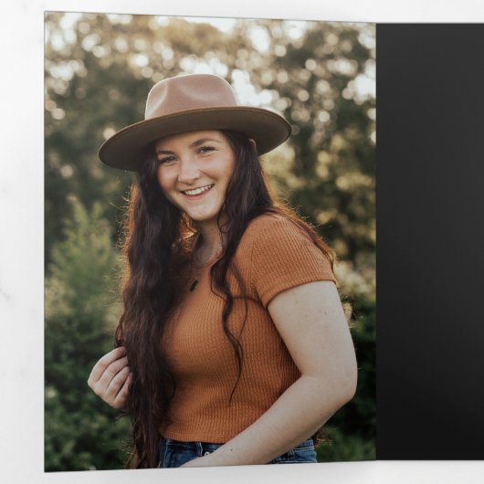 素朴写真卒業の発表 三つ折り招待状 (内部最初)