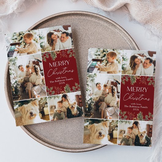 素朴写真数々のコラージュのクリスマスカード シーズンカード