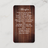 素朴写真追悼式祈りの言葉カード悔やみや弔慰 コーリングカード (裏面)