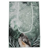 素朴冬と居心地の良いバードクリスマスホリデー ミディアムペーパーバッグ (裏面)