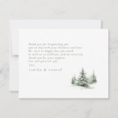 素朴冬のウエディング感謝していフォレストの緑ID1049 サンキューカード (裏面)