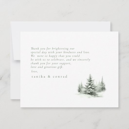 素朴冬のウエディング感謝していフォレストの緑ID1049 サンキューカード (裏面)