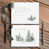 素朴冬のウエディング感謝していフォレストの緑ID1049 サンキューカード