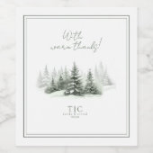 素朴冬のウエディング感謝していフォレストの緑ID1049 ワインラベル (シングルラベル)