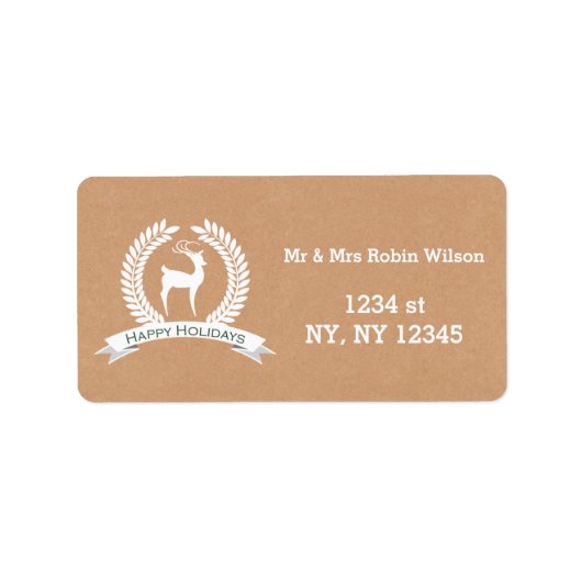 素朴冬のウッドランド鹿のホリデーラベル ラベル (正面)