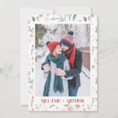 素朴冬のクリスマスフローラ結婚写真 サンキューカード (裏面)