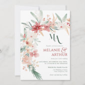 素朴冬のクリスマスフローラ結婚写真 招待状 (正面)