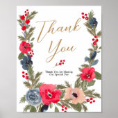 素朴冬のフローラ水の色結婚の感謝していあなた ポスター (正面)